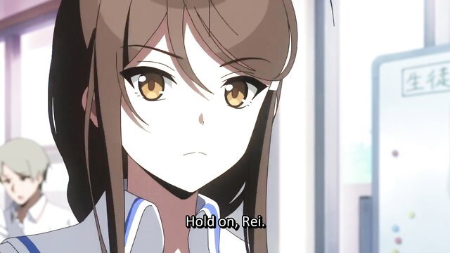 Ecchi anime teen Rei holds on in classroom, intense squirting orgasm toy play