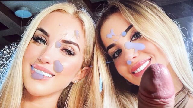 Judith and Sheila blonde twins cum tribute facial selfie