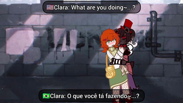 Clara Afton futa hugging redhead girl in FNAF hentai scene