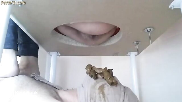 Amateur facesitting scat domination with huge white ass smothering man