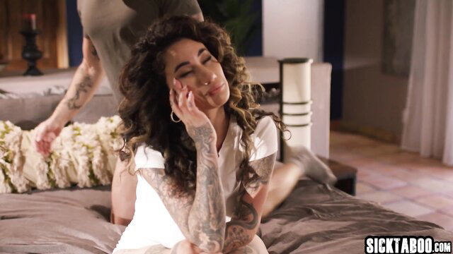 Arabelle Raphael hot big tits MILF fucked hard on bed