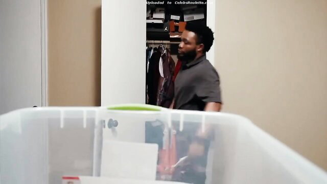 Tamera Larkin as Lacy in Absence of Innocence bends over in gray top