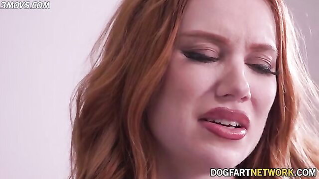 Redhead Madison Morgan closeup face in ecstasy, Dogfart Network