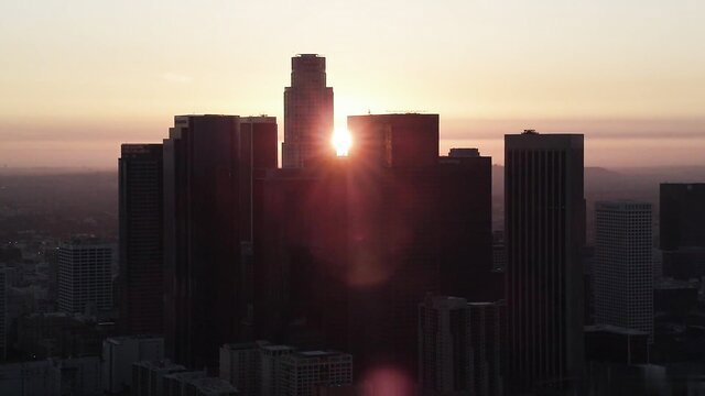 Stunning LA skyline sunset skyline glow, erotic cityscape view