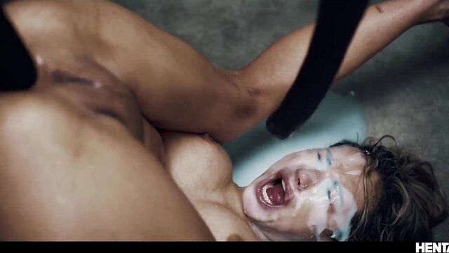 Hot babe bukkaked by alien, face and pussy cum-covered in intense Hentaied scene