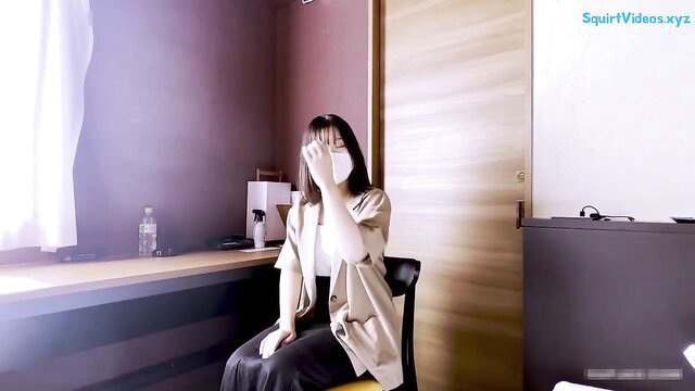 Asian woman in mask sitting clothed, anal 2-hole 4P orgy thumbnail