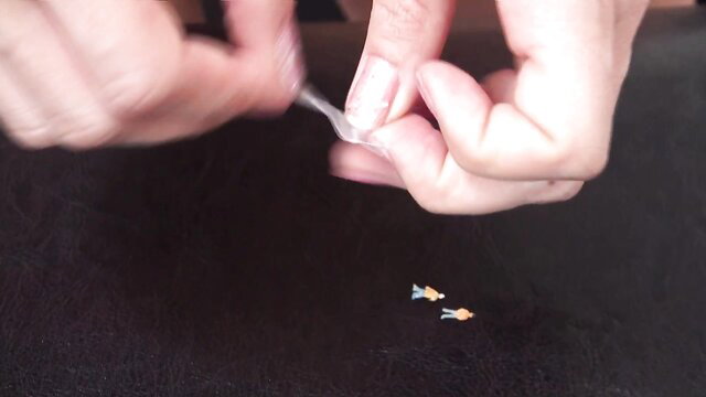 Giantess hands peeling tape off tiny people, crushing fetish tease