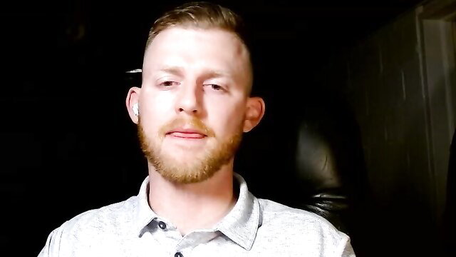 Young ginger twink with beard in dim lit amateur gay video thumbnail