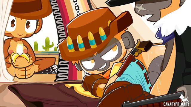 Brokeback Monkey gay cowboy monkey threesome with bananas and guns