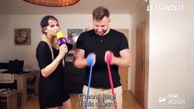 Josy Black teases fan with blue balls in black dress LETSDOEIT