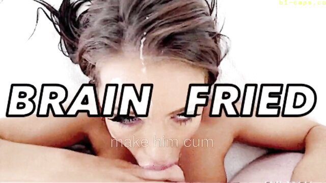 Brain fried sissy hypno babe with cum on face begs make him cum