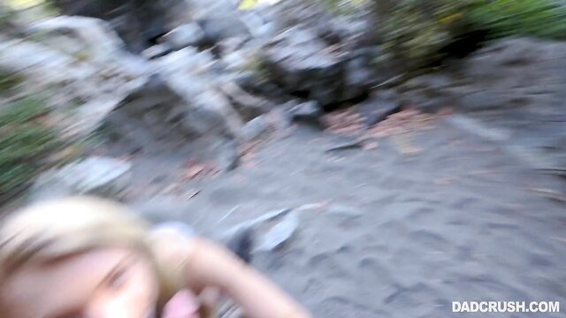 Riley Star horny hiking POV with stepdad in outdoors