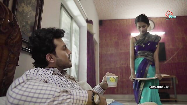 Johnny Sins with sultry Indian babe in saree serving tea