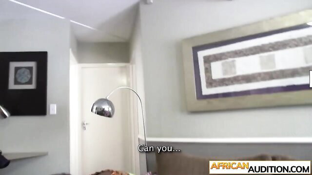 Hot black babe sips huge cock before rough sex audition