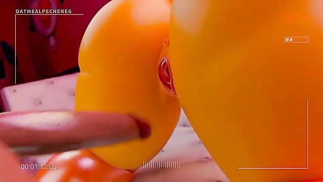 Toy Chica FNAF animatronic yellow pepper sex toy closeup compilation