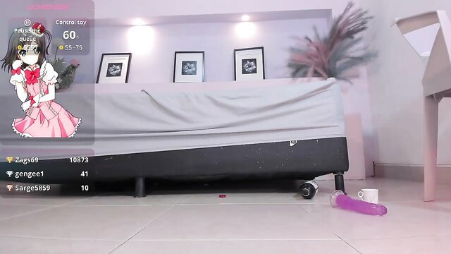 Anaisvelvet1 petite teen camgirl in pink dress on bed