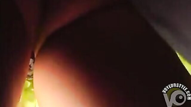 Desirable blonde hottie upskirt no panties, wet pussy tease closeup