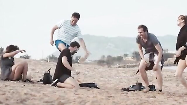 Cristina Fernandez Pintado, Vanessa Cano, Mireia Perez nude tits public beach scene