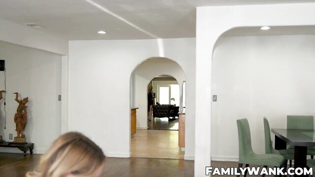 Curvy blonde London River in Family Strokes stepmom scene