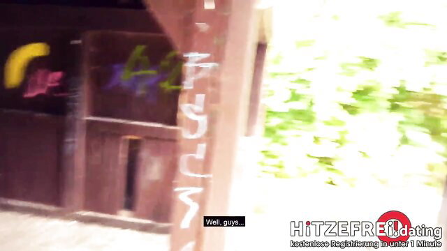 Sexy German blonde MILF risky outdoor public sex thumbnail