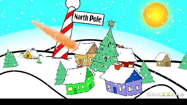 Busty pornstars in underwear fuck elf's huge cock at North Pole orgy party