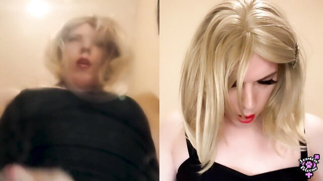 Jessica Bloom blonde femdom spits & cums on loser in HD video