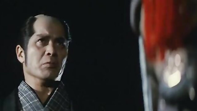 Bohachi Bushido 1973: Bald Japanese samurai in kimono stares intensely