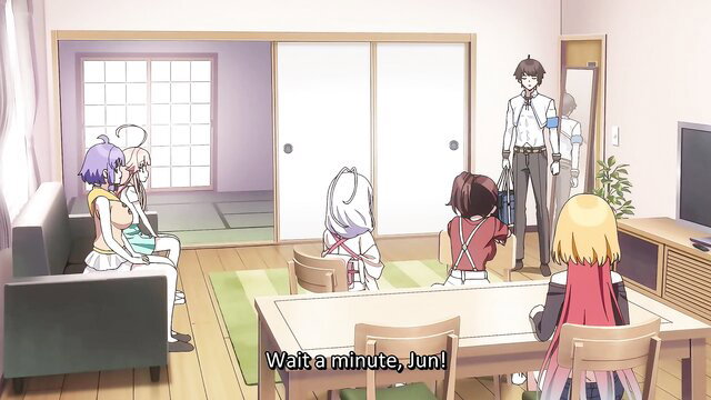 Nukitashi 7 ecchi anime girls in sexy outfits beg man with magical cock