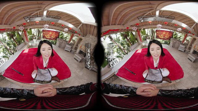 Suki Sin in red kimono spreads legs POV VR fuck