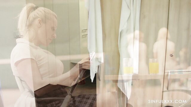Lovita Fate in white top and shorts, teasing in SinfulXXX Love Game