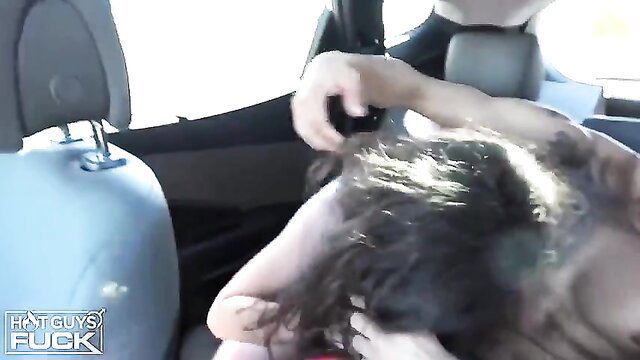 Blonde in car grabs man's crotch during group sex stand-out action