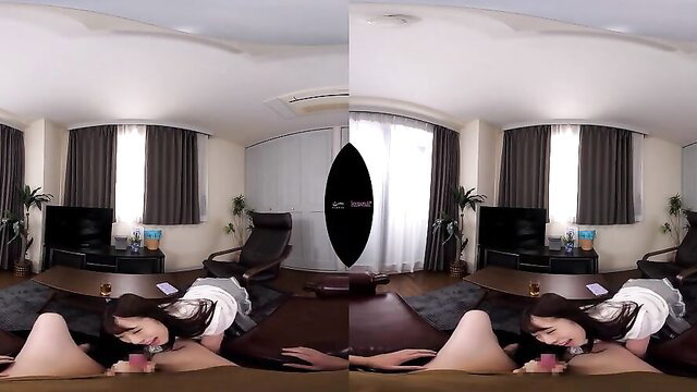 Japanese student in skirt lies on floor, POV phone tease ultra virtual heat