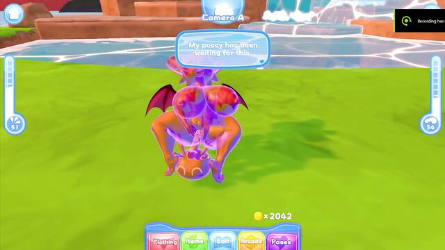 Rouge the Bat squatting pussy flash pose in PocketSweeties 2 game skin