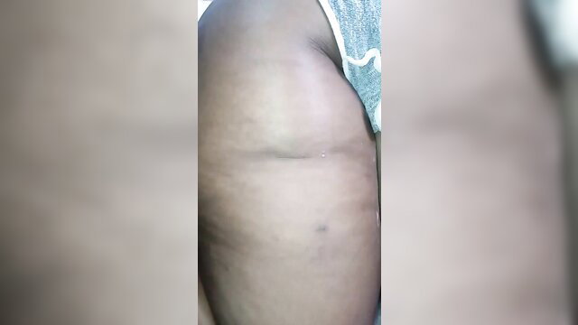 Thick black BBW feedee's huge ass cheek in panties, cake stuffing weight gain fetish