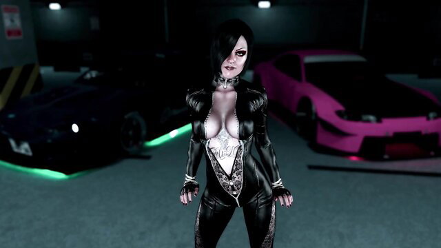 Gothic dominatrix Lisbeth Salander dances in tight latex bodysuit