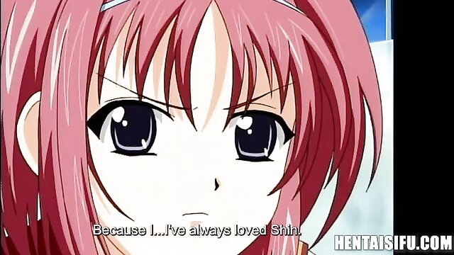 Anime girl with pink hair confessing love