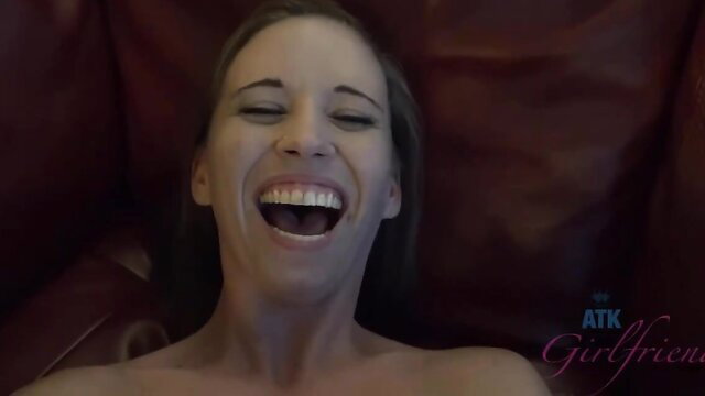 Norah Nova smiling wide in hot ATK Girlfriends clit rub scene
