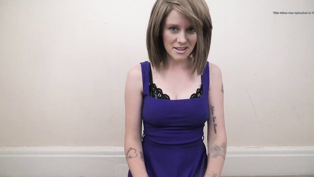 Sydney Harwin in slutty purple lace lingerie dress, teasing pose