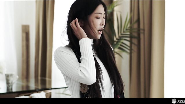 Emiri Momota hot Asian cougar in tight white turtleneck