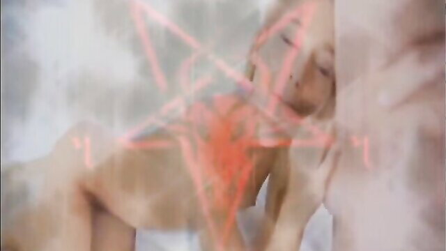 Hypno sissy trance woman with red satanic pentagram overlay