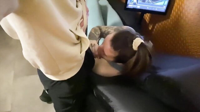 Fitness girl fucked by personal trainer after workout in massage room