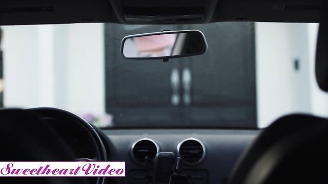 Romi Rain in car POV through mirror, Sweetheart Video lesbian thumbnail