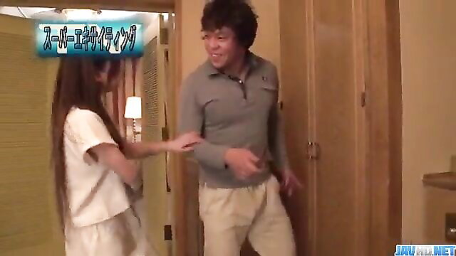 Maki Horiguchi grabs cock in JAV late night hotel fuck