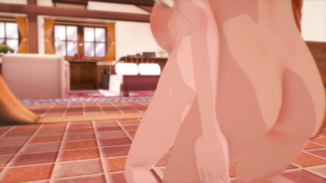 Barbara is Angelical: Busty nude anime girl with huge ass bending over