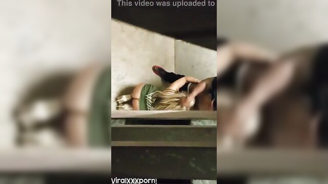 Sexy blonde caught giving secret blowjob in amateur video