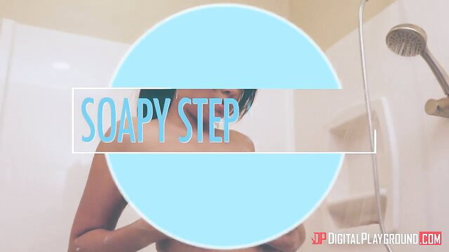 Cassidy Banks in soapy shower step tease, wet nude curves