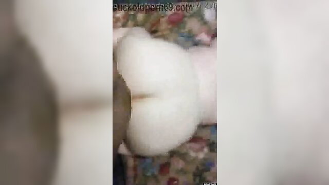 Japanese horny wife big white ass bent over waking man