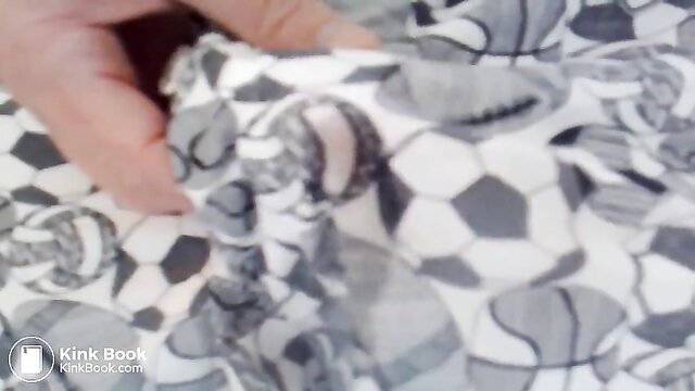 Kat9 hand on soccer ball fabric in Male Scat fetish thumbnail