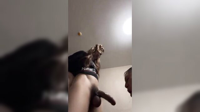 Petite Asian ladyboy's thick cock in hand POV fuck