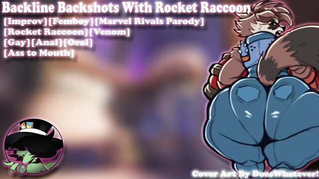 Femboy Rocket Raccoon backshots ass to mouth gay Marvel parody